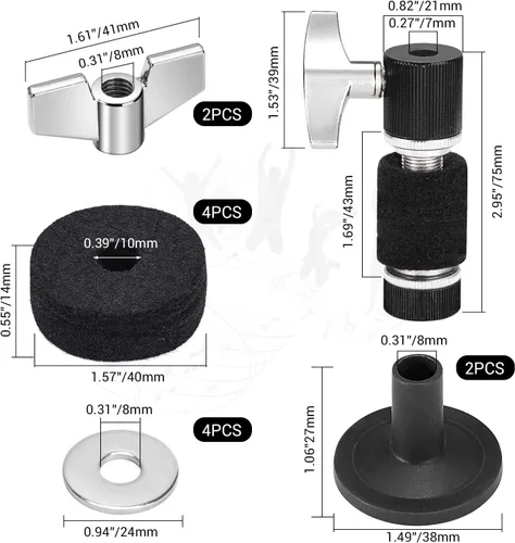 Miniatura 2 de Facmogu 13 piezas de accesorios de repuesto para platillos, embrague estándar Hi-Hat, almohadillas de fieltro para platillo de tambor incluyen Negro
