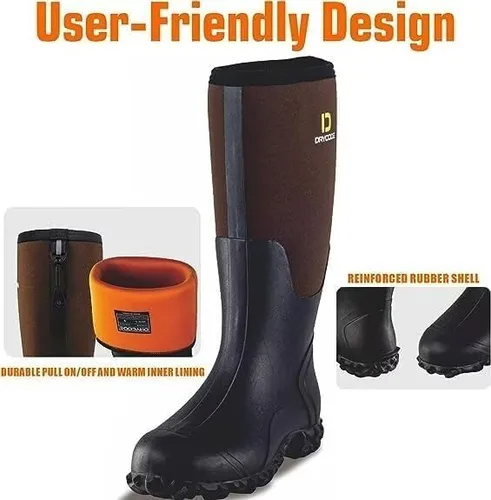 Miniatura 4 de DRYCODE Botas de goma para hombre para todas las estaciones, botas de lluvia impermeables con vástago de acero, de neopreno de 0.197in