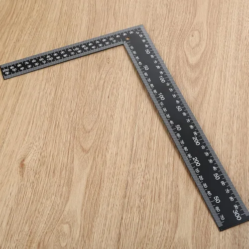 Miniatura 7 de Regla cuadrada de metal en L, regla métrica de ángulo recto de 90 grados y pulgadas, regla de doble cara de 8 x 12 pulgadas, herramienta de medición