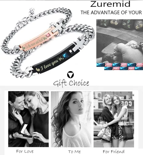 Miniatura 26 de Regalo para enamorado, para él y ella, pulseras grabadas personalizadas para parejas, para mujeres y hombres, juego a juego, regalo de aniversario