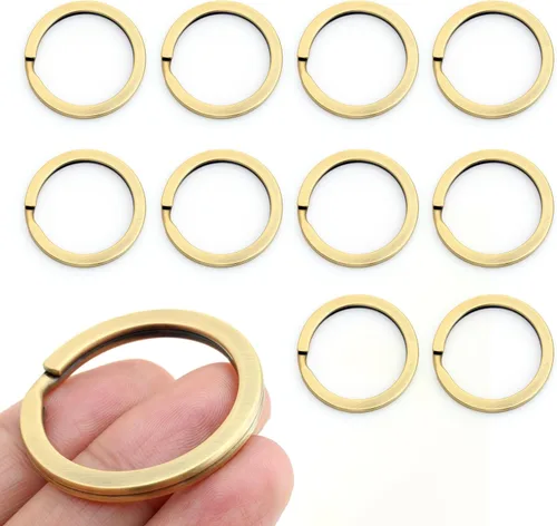 Miniatura 13 de CRAFTMEMORE Llaveros de calidad, anillos planos de metal divididos para llaves de automóvil, accesorios de bricolaje, artesanía en cuero, 10 piezas