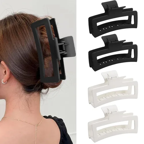 Miniatura 15 de ZYTJ Pinzas de garra negras extra grandes de 5 pulgadas para cabello grueso y largo, paquete de 4 clips de garra extra grandes, pinzas rectangulares