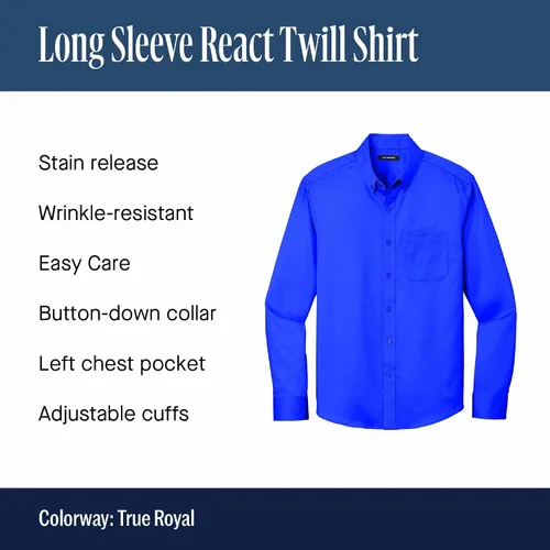 Miniatura 5 de Port Authority Camisa SuperPro React de sarga de manga larga con botones para hombre