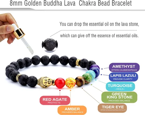 Miniatura 32 de Hamoery Pulsera de chakra de 0.315 in para hombre y mujer, 0.315 in, piedra natural, pulsera de yoga