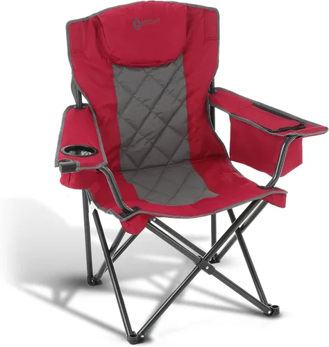 Miniatura 17 de ARROWHEAD OUTDOOR Silla plegable portátil de lujo para campamento con reposacabezas, portavasos y vidrio, enfriador de 6 latas, bolsa de transporte