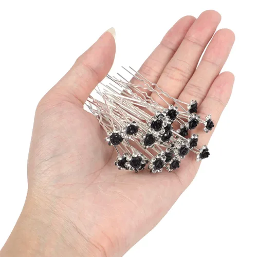 Miniatura 7 de 40 horquillas para el cabello con diamantes de imitación en forma de U, accesorios para el cabello de cristal para novia, boda, fiesta, niña, dulce