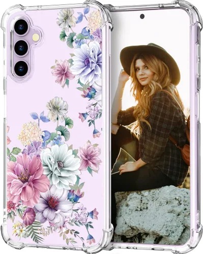 Miniatura 128 de Hungo Funda compatible con Samsung Galaxy S23 con diseño floral y bonito diseño transparente, femenino para mujeres y niñas, con hermoso clavel
