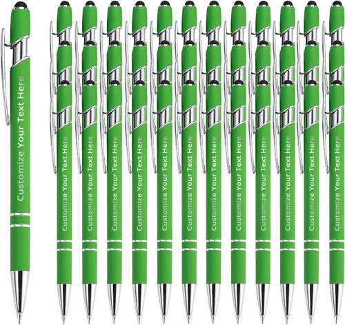 Miniatura 23 de Aolun 108 bolígrafos personalizados al por mayor con stylus grabado, bolígrafos personalizados, metal suave al tacto, grabado de nombre, logotipo