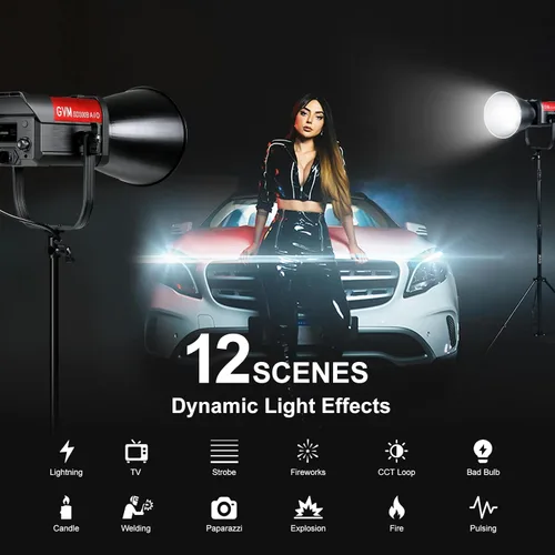 Miniatura 9 de GVM 300W Luz de Vídeo LED, 221950lux/1m, Kit de Iluminación de Fotografía ARO SD300B con Control por Aplicación, Luz de Estudio de 2700K-6800K Kit