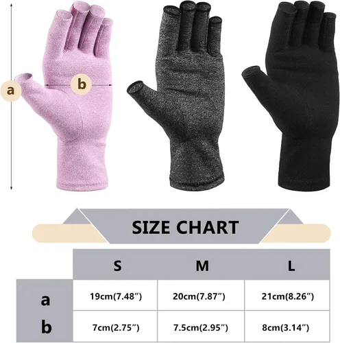 Miniatura 4 de Geyoga 3 pares de guantes de compresión para manos y artritis sin dedos, alivio de presión articular, para acolchar, costura, escribir, tareas