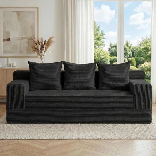 Miniatura 23 de cidludto Sofá cama convertible 3 en 1, sofá cama plegable plegable – Sofá cama sin hueso y futón en el suelo, sofá cama extraíble de pana con 4 Gris