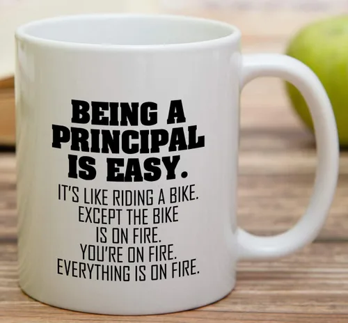 Miniatura 4 de Retreez Taza divertida – Being a Principal is Easy Except the Bike is on Fire Taza de café de cerámica de 11 onzas – Divertido, sarcástico, regalos