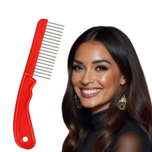 The Hair Doctor - Peine de pelo extra largo de 1 1/4 pulgadas con dientes giratorios suaves y sedosos para evitar daños en el cabello (rojo hermoso)