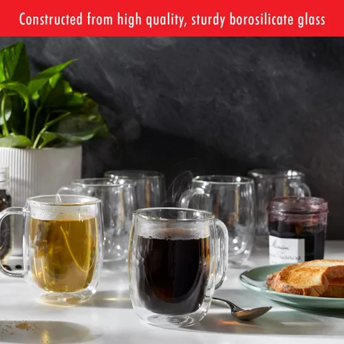 Miniatura 3 de ZWILLING Sorrento Plus - Juego de 2 tazas de café de vidrio de doble pared, 12 onzas, 12.0 fl oz, transparente