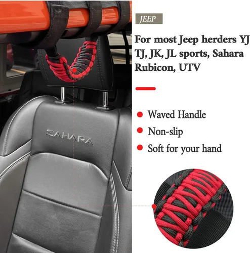 Miniatura 2 de 4 asas de agarre de barra antivuelco compatibles con Jeep Wrangler JLU JK JKU TJ YJ LJ JT JL y Gladiator JT 1987-2021 UTV y ATV, se adapta a barras