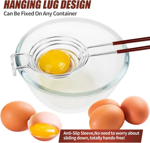 Miniatura 5 de SOLEADER Separador de huevos, herramienta separadora de yema blanca, acero inoxidable de grado alimenticio, apto para lavavajillas, trabajo