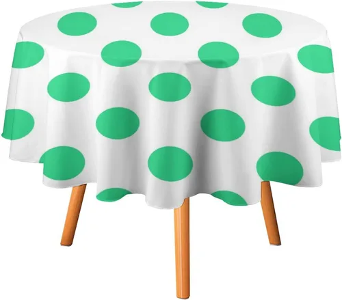 Miniatura 29 de Mantel redondo lavable de lunares negros sobre beige de 50 pulgadas para cocina, comedor, fiesta, decoración moderna