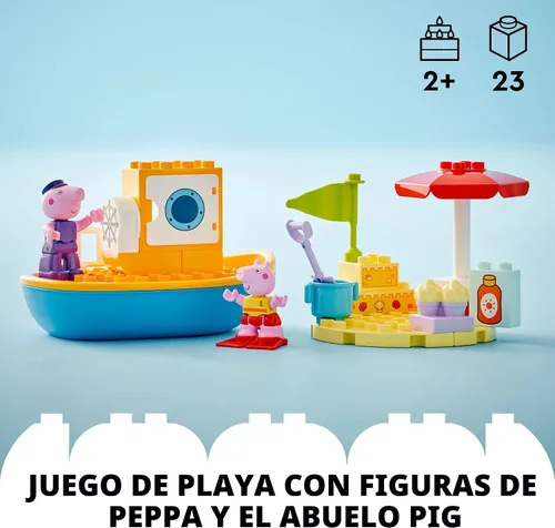 Miniatura 4 de LEGO DUPLO Peppa Pig - Juguete de baño de viaje en barco, juego de aprendizaje de bloques de construcción para niños preescolares con 2 figuras