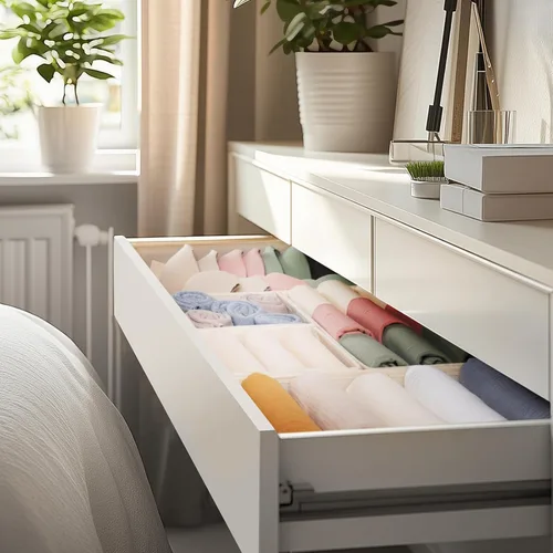 Miniatura 8 de Criusia Organizador de Cajones para Ropa, Paquete de 10 Organizadores de Cómoda para Ropa de Bebé, Ropa Interior, Calcetines - Contenedores Beige