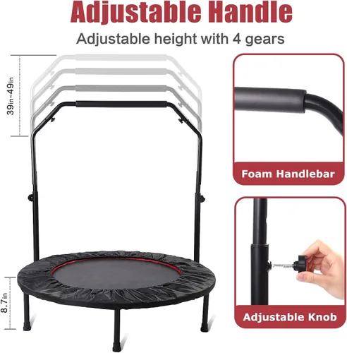 Miniatura 4 de Rebounder Trampoline for Adults, 40"/50" Foldable Spring Fitness Trampoline - 450 lbs Capacity, Quiet & Stable Indoor/Outdoor Exercise Equipment for