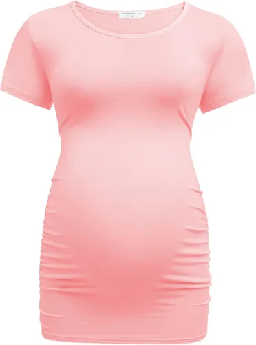 Miniatura 2 de Bearsland - 3 Camisetas de maternidad para mujer, camisetas clásicas de manga corta con lateral fruncido para madres, ropa de embarazo