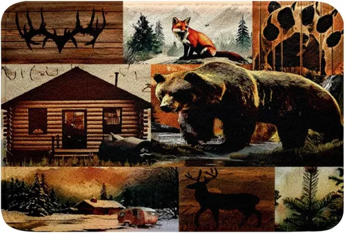 Miniatura 27 de Erosebridal Woodland Animals Bath Mat Bear Deer Wolf Hunting Theme Bathroom Rugs Rustic Cabin Lodge Decor Doormats Floor Mats Farmhouse Wildlife