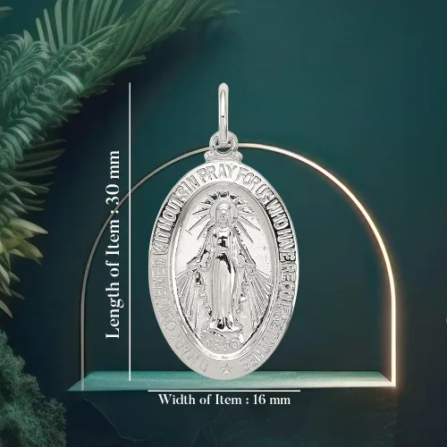 Miniatura 5 de Diamond2Deal Colgante de medalla milagrosa de plata de ley 925, joyería fina para mujer (L- 1.181 in W- 0.630 in), No es una piedra preciosa