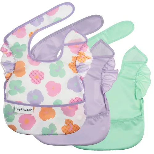 Miniatura 36 de Tiny Twinkle Baberos a prueba de derrames para bebés para comer Baberos impermeables y lavables para niños pequeños con bolsillo para todo Juego