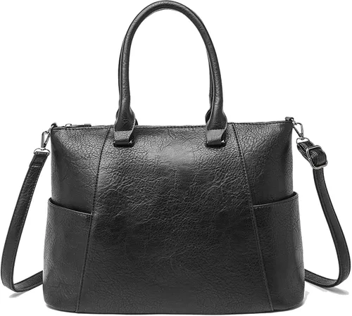 Bolso de hombro para mujer, estilo vintage, de piel vegana, con asa superior, bolso cruzado con correa larga