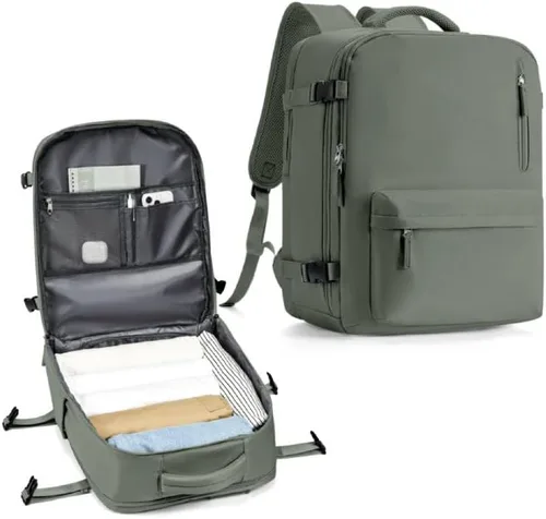 Miniatura 44 de WONHOX - Mochila grande, aprobada para vuelo, unisex, para viajes, trabajo, negocios o laptop, a1-Negro, Medium