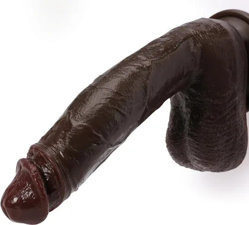 Consolador realista para principiantes, consoladores negros de silicona suave de 8.4 pulgadas con fuerte ventosa para juego sin manos, pene anal