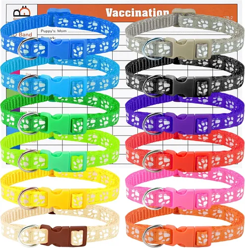 Miniatura 11 de GAMUDA Collares de arena para cachorros, bandas de identificación ajustables de nailon súper suave, diseño de camuflaje, varios colores, juego de 12