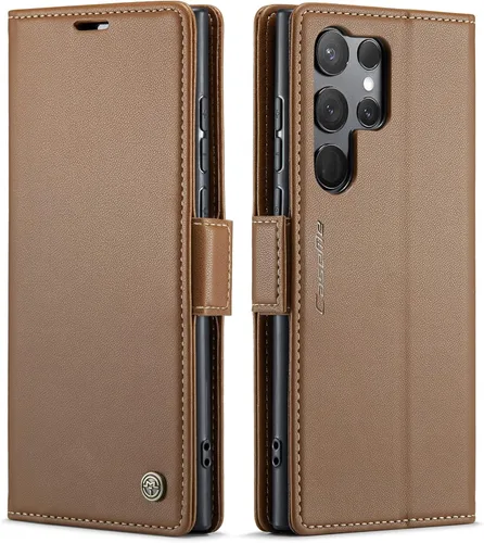 Miniatura 38 de QLTYPRI Funda tipo cartera para Samsung Galaxy S22 Ultra, funda magnética de piel sintética de alta calidad con bloqueo RFID, ranuras para tarjetas