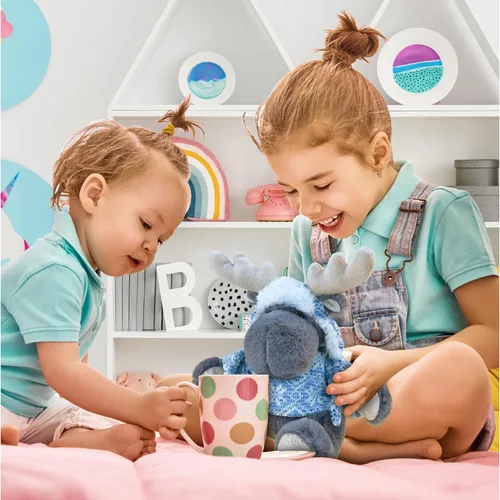 Miniatura 5 de DolliBu - Animal de peluche de alce – Suave peluche abrazable de alce gris con suéter y sombrero, adorable juguete de peluche, lindo regalo de vida