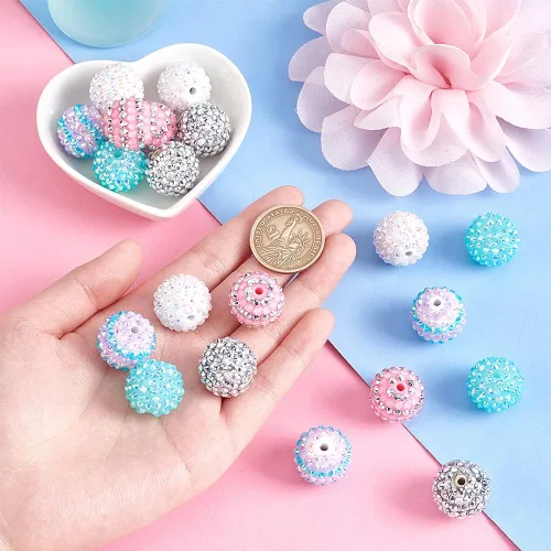 Miniatura 3 de PH PandaHall 20 cuentas en trozos de 0.709 in de resina de goma de mascar de acrílico con diamantes de imitación, grandes sueltas para Halloween