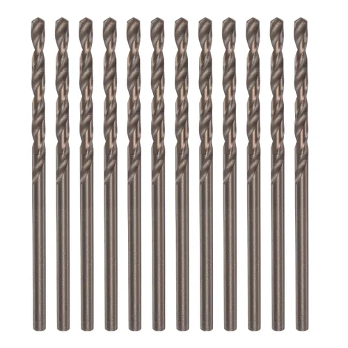 Miniatura 8 de HARFINGTON 12 brocas de cobalto, 0.094 in M35 de alta velocidad métrica de acero de alta velocidad brocas de vástago recto para metal duro, acero