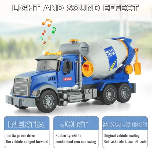 Miniatura 3 de Camión mezclador de construcción grande con luces y sonidos, perfecto para edades de 3 a 7 años, ideal para juegos imaginativos