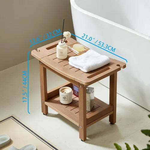 Miniatura 3 de Taburetes de ducha resistentes, bancos de ducha para ducha interior, banco de ducha de plástico de madera de polietileno impermeable, taburetes