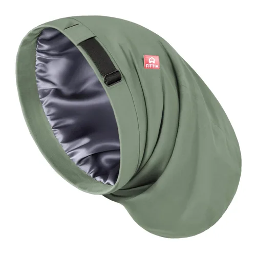 Miniatura 32 de Fittia Cofia de satén para dormir, sedosa sin encrespamiento para el cuidado de rizos, correa ajustable para no deslizarse, gorra para trenzas