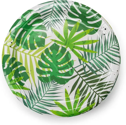 Miniatura 5 de Royal Bluebonnet Luau Platos y servilletas – Juego de 24 suministros para fiestas tropicales, decoraciones de fiesta hawaiana, platos tropicales