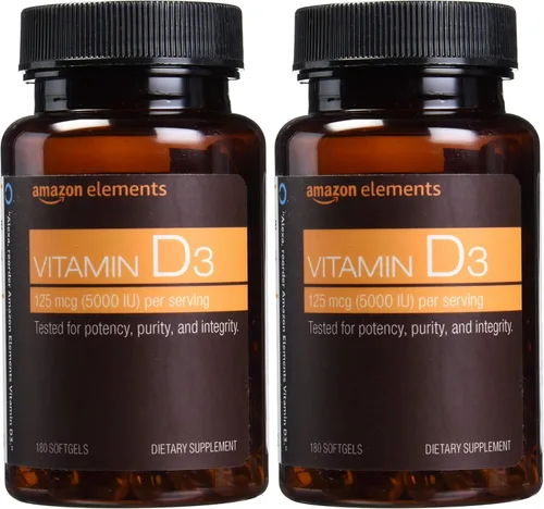 Miniatura 6 de Amazon Elements Vitamina D3, 125 mcg (5000 UI), 180 cápsulas blandas