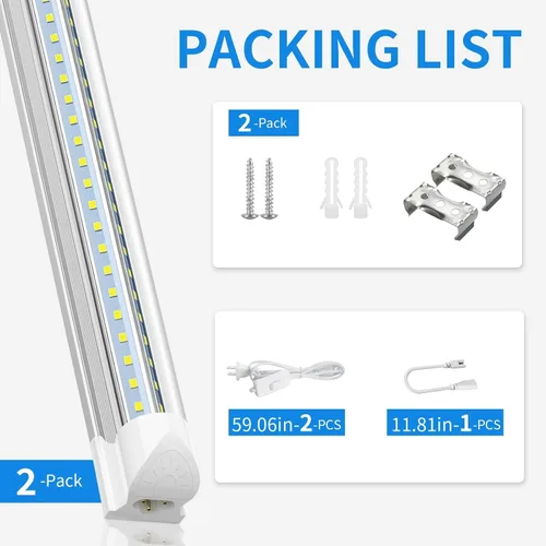 Miniatura 7 de CNSUNWAY - Luz LED de tienda de 2 pies, 20 W, 3000 lúmenes, lámpara LED T8 de luz diurna de 5000 K, forma de V, alto rendimiento, luces de tienda