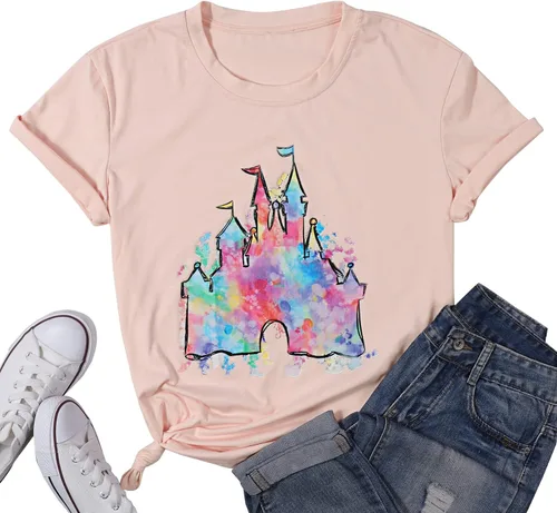 Miniatura 7 de LUKYCILD Magic Castle - Camiseta de manga corta con gráfico lindo y casual para vacaciones