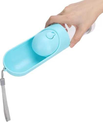 Miniatura 4 de Botella de bebida plegable para mascotas, dispensador de agua portátil para perros y gatos, taza de viaje telescópica con botón de bloqueo de agua