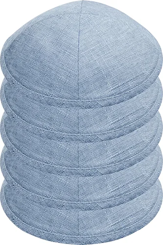 Miniatura 12 de Paquete de 5 piezas – Hq Satin/Lino/Velvet/Seda Cruda/Gamuza Kippah para hombre, sombrero Yamaka diseñado en Israel – Kippot Bulk