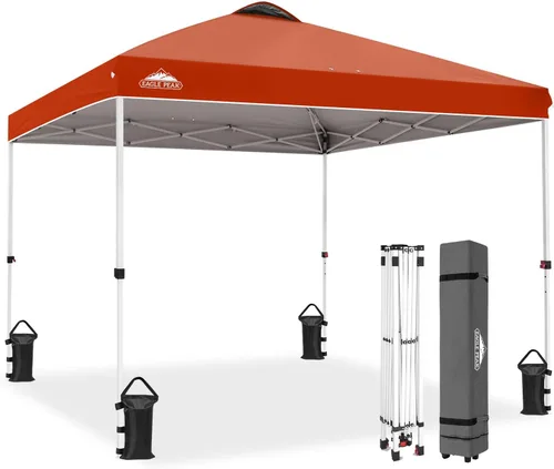 Miniatura 369 de EAGLE PEAK Tienda de campaña desplegable con bolsa de transporte con ruedas, 8 estacas, 4 cuerdas, 4 bolsas de peso, toldo de tienda de campaña