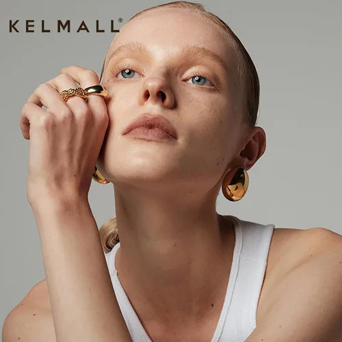 Miniatura 5 de KELMALL Aretes tipo argolla de oro de 14 quilates para mujer, hipoalergénicos, gruesos, redondos, no se deslustra, para orejas sensibles