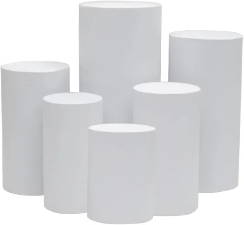 Miniatura 2 de Fundas de pilar de elastano elásticas de color negro puro para soportes de pedestal de cilindro de metal, juego de 6 piezas, fundas de soporte