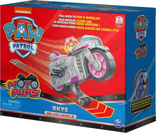 Miniatura 8 de Paw Patrol, Moto Pups Deluxe de Skye, vehículo de motocicleta de tracción que hace piruetas y figura de juguete