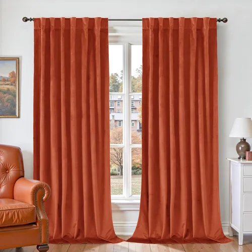 Miniatura 38 de BGment Cortinas de terciopelo rosa polvoriento, 2 paneles de 84 pulgadas, 2 paneles para sala de estar, aislamiento térmico de lujo, reducen
